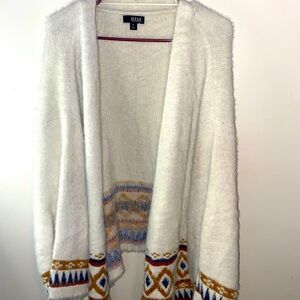 a.n.a Cream Cardigan with Multicolor Geometric Design